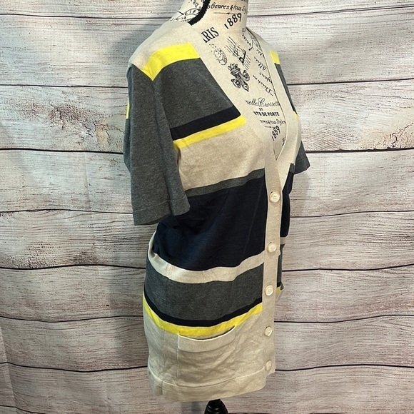 Theory Gwyneth Cardigan New Sovereign Short Sleeves Wool Striped Size Large - Picture 5 of 10